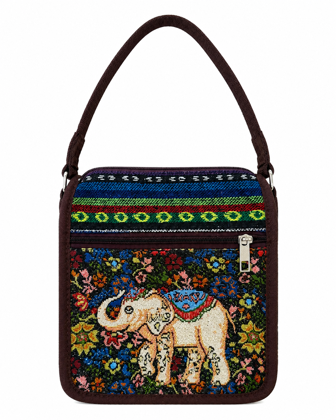 LL-182 ELEPHANT PRINT BLUE CANVAS BAG